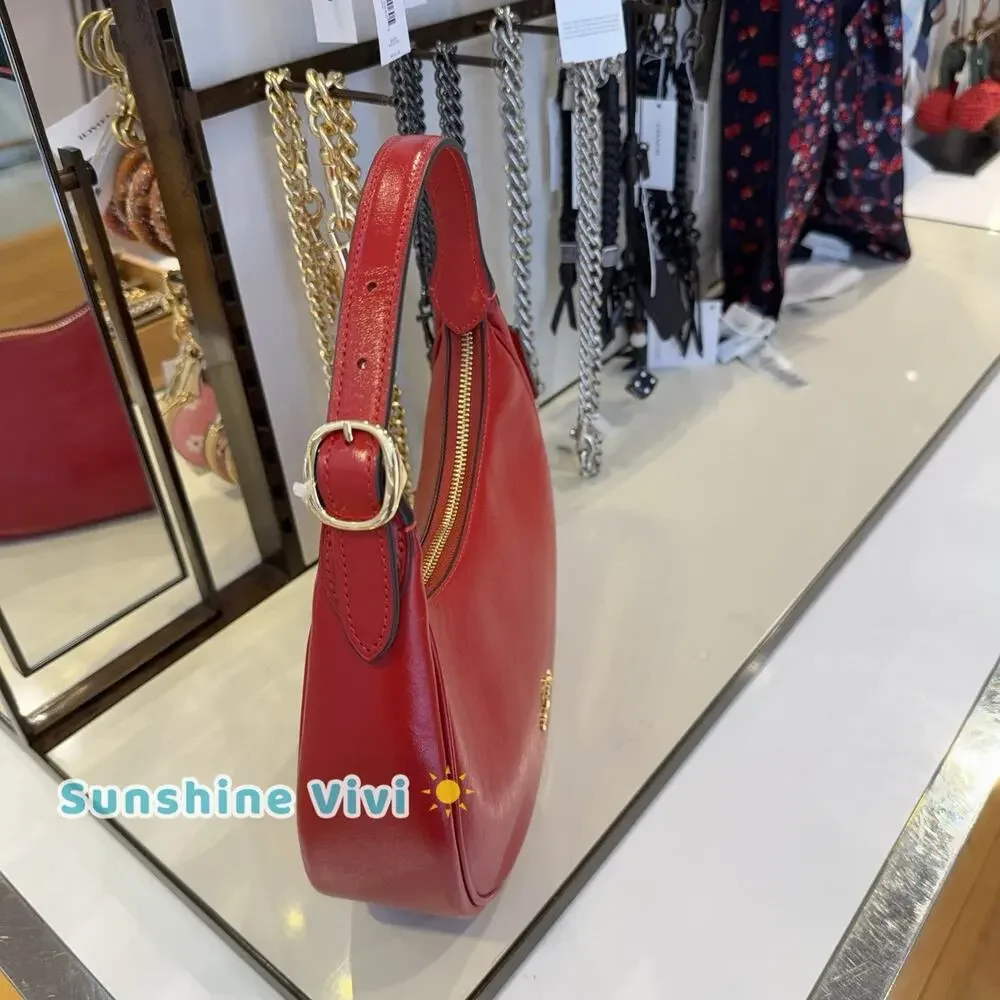 NWT Coach Emily Shoulder Bag Shiny smooth leather CDX34 Gold/Poppy